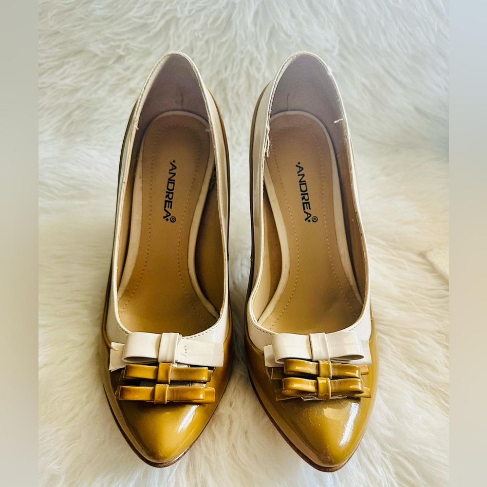 Andrea Bow Heels  Shoes for Women size 7 Leather Tri color